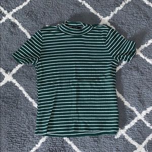 Forever 21 mock neck short sleeve striped tee